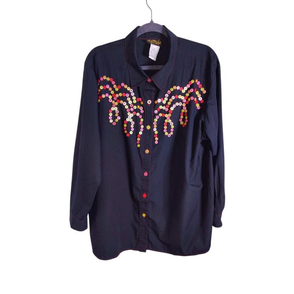 Bob Mackie Wearable Art Western Style Button Design Button Up Women's Size 1X 58